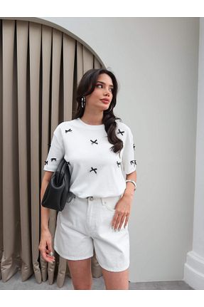 تیشرت سفید زنانه Relaxed ESRAHELVACI - کد 931737409
