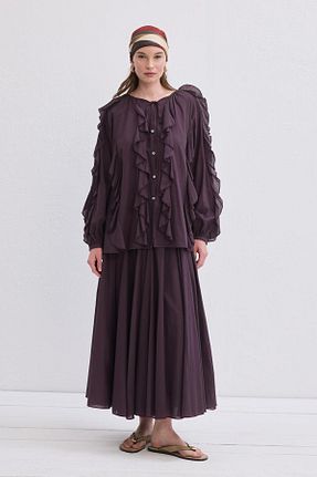پیراهن بنفش زنانه رگولار KADRİYE BAŞTÜRK - کد 931737206