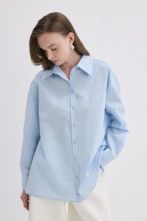 پیراهن آبی زنانه اورسایز KADRİYE BAŞTÜRK - کد 931751424