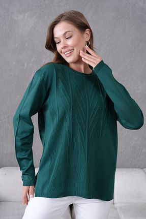 پلیور سبز زنانه طرح دار Lamierra - کد 931754388