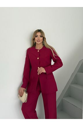 ست بالاتنه و پائین تنه زرشکی زنانه بافتنی VUNTAL - کد 900840922