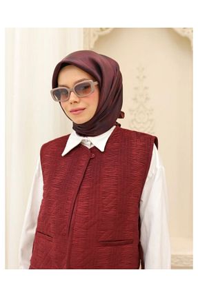 روسری زرشکی پلی استر SİLKHOMEE - کد 931796241
