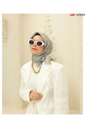 روسری طوسی پلی استر SİLKHOMEE - کد 931788701