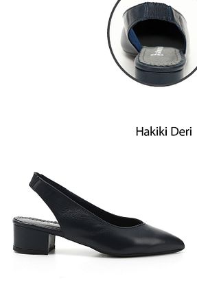 کفش استایلیتو سرمه ای پاشنه ضخیم GÖNDERİ(R) - کد 842126766