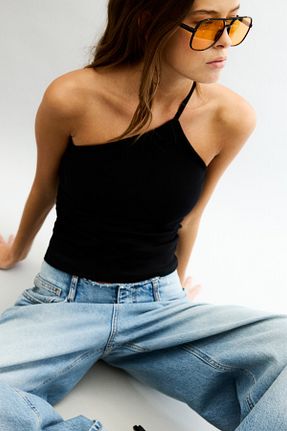 بلوز مشکی زنانه ساده Pull & Bear - کد 931805867