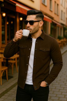 پیراهن قهوه ای مردانه یقه پولو Pobudo - کد 662025386