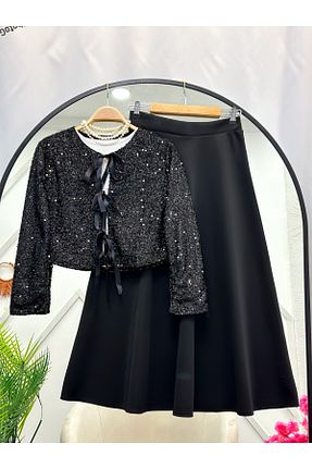 ست بالاتنه و پائین تنه حجاب مشکی زنانه Çan YEDİLALE - کد 931854180
