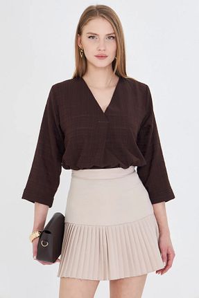 دامن بژ زنانه چرم مصنوعی Namaste Vintage - کد 883995504