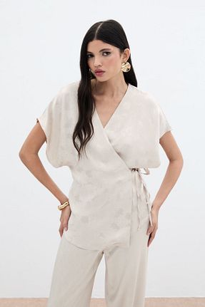 بلوز بژ زنانه رگولار Sateen - کد 931853848