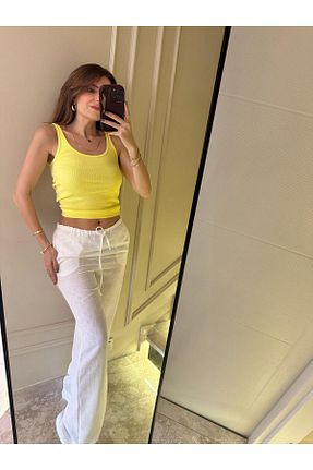 شلوار سفید زنانه کتان Chamakh - کد 931851302