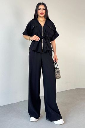ست بالاتنه و پائین تنه مشکی زنانه بافتنی Cappmoda - کد 931840356