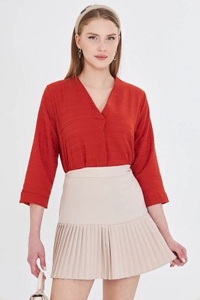 دامن بژ زنانه چرم مصنوعی Namaste Vintage - کد 883995504