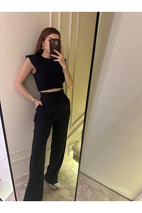 شلوار مشکی زنانه کتان Chamakh - کد 931851150