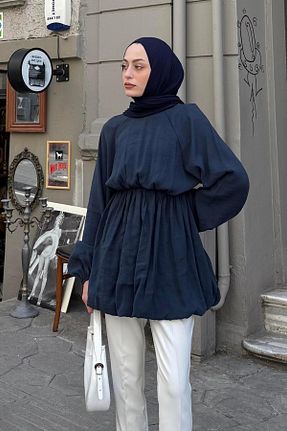 تونیک حجاب سرمه ای زنانه بافتنی lamelif - کد 936226164