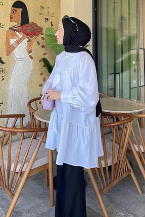 پیراهن حجاب سفید زنانه اورسایز lamelif - کد 931865700