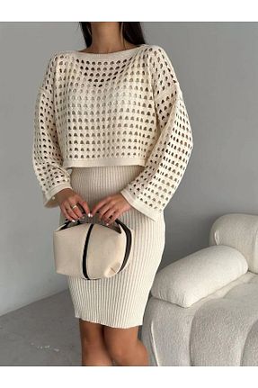 لباس سفید زنانه تریکو Lady MORE - کد 813338544