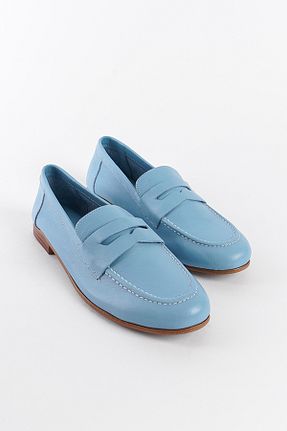 کفش لوفر آبی زنانه چرم خالص Capone Outfitters - کد 832102275