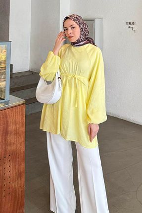تونیک حجاب زرد زنانه ویسکون lamelif - کد 932634196