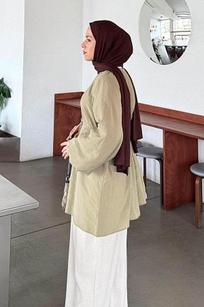 تونیک حجاب خاکی زنانه ویسکون lamelif - کد 932634275