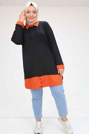 تونیک سایز بزرگ نارنجی زنانه بافتنی Eslina - کد 931907650
