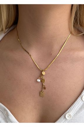 گردنبند استیل ( فولاد ) طلائی استیل (فولاد) KİLİGİSTANBUL - کد 931905502