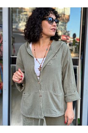 پیراهن خاکی زنانه اورسایز Seviliko - کد 932639885