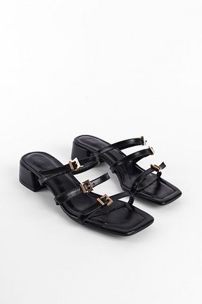 دمپائی مشکی زنانه چرم مصنوعی Capone Outfitters - کد 848661790