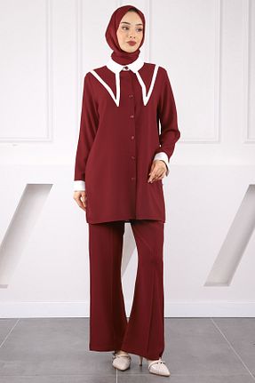 ست بالاتنه و پائین تنه حجاب زرشکی زنانه رگولار İmajButik - کد 931963038