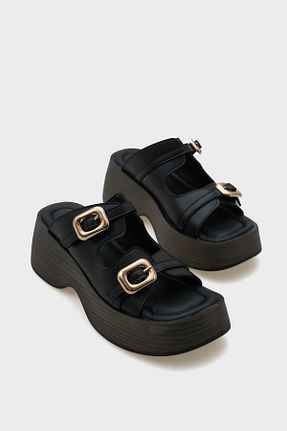 دمپائی مشکی زنانه چرم مصنوعی Capone Outfitters - کد 897884891