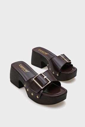 دمپائی مشکی زنانه چرم مصنوعی Capone Outfitters - کد 900163844