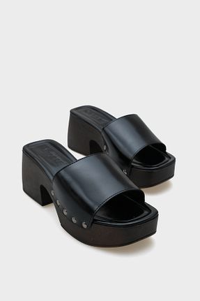 دمپائی مشکی زنانه چرم مصنوعی Capone Outfitters - کد 904047169