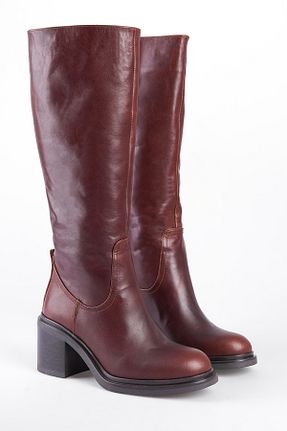 چکمه قهوه ای زنانه چرم خالص Capone Outfitters - کد 866602003