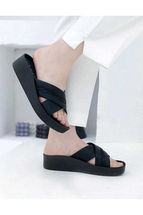 دمپائی مشکی زنانه چرم مصنوعی Butik - کد 931979006