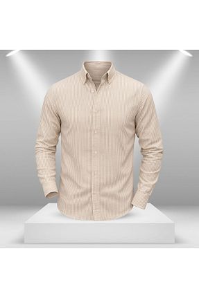 پیراهن بژ مردانه اسلیم فیت LC Waikiki - کد 931997959