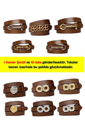 کمربند قهوه ای زنانه چرم خالص GoDeri - کد 893471483