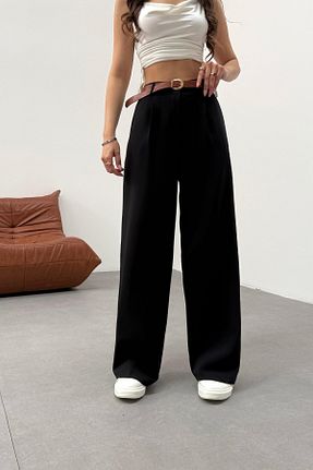 شلوار پارچه ای مشکی زنانه بلند BİKELİFE - کد 932020230