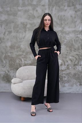 ست بالاتنه و پائین تنه مشکی زنانه بافت Elaxi - کد 902360145