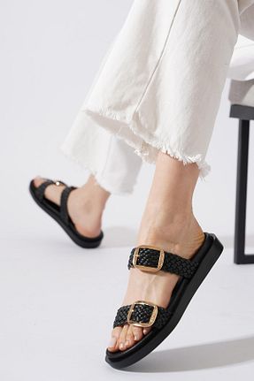 دمپائی خانگی مشکی زنانه چرم مصنوعی Moda Pie - کد 932032297