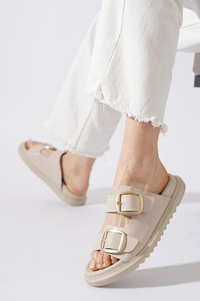 دمپائی خانگی بژ زنانه چرم مصنوعی Moda Pie - کد 932032329