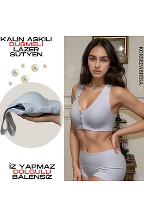سوتین طوسی زنانه اسپندکس KORSEFABRİKA - کد 932042496