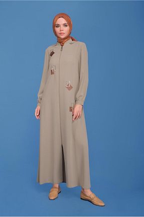 مانتو بلند حجاب بژ زنانه Alvina - کد 869226945