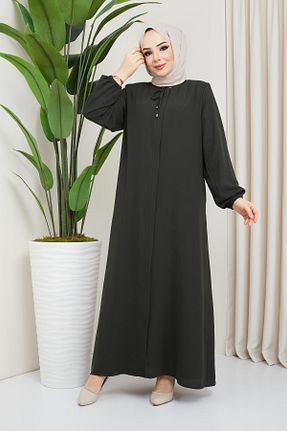 مانتو بلند حجاب خاکی زنانه hafsamina - کد 655236305