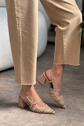 کفش پاشنه بلند کلاسیک رنگی زنانه پارچه ای NİŞANTAŞI SHOES - کد 930973763
