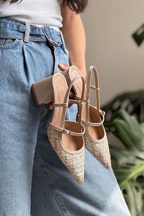 کفش پاشنه بلند کلاسیک رنگی زنانه پارچه ای NİŞANTAŞI SHOES - کد 930973769