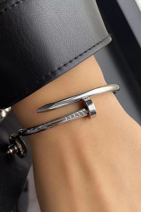 دستبند استیل (فولاد) طوسی زنانه استیل (فولاد) CAM - کد 932092687