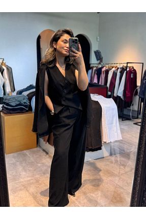ست بالاتنه و پائین تنه مشکی زنانه پلی استر BÜŞRA PERKER - کد 932249172