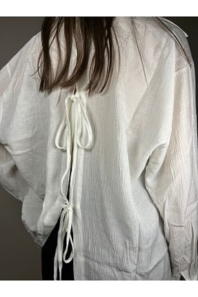 پیراهن سفید زنانه رگولار Quzu - کد 931305176