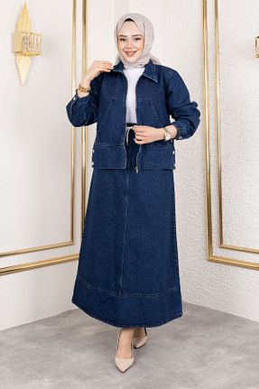 ست بالاتنه و پائین تنه حجاب آبی رگولار Tesettür Dünyası - کد 932097872