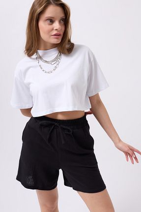شلوارک و برمودا مشکی زنانه فاق بلند Clu - کد 932109528