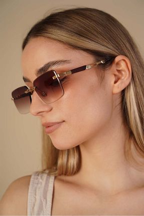 عینک آفتابی قهوه ای زنانه 60 Stil Noktası - کد 932110564